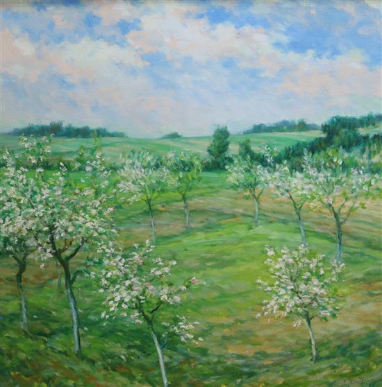 V. Jenicek, oil, Spring landscape, 88 x 90cm